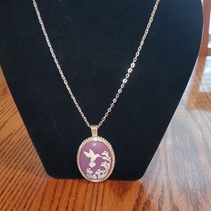 Hummingbird cameo necklace.